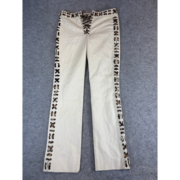 VINTAGE Yves Saint Laurent Pants Womens Tom Ford Cheetah Lace Up Designer RARE - Picture 1 of 11